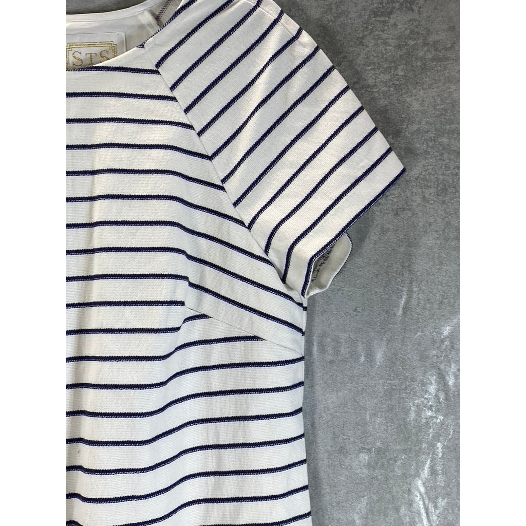 SAIL TO SABLE Women's Navy Stripe Short Sleeve Mini Dress SZ M