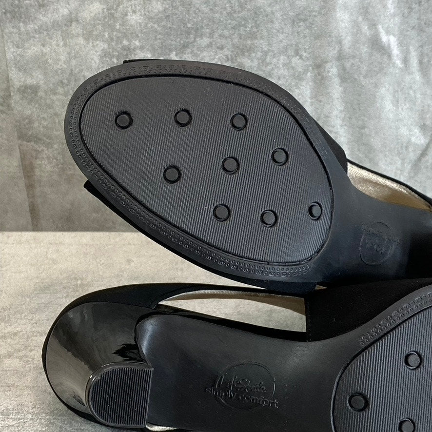 LIFESTRIDE Women's Black Fabric Carla Peep-Toe Slip-On Pumps SZ 9