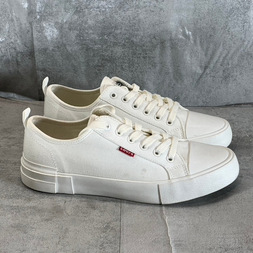 LEVI'S Women's White Mono Canvas Becky Low-Top Lace-Up Sneakers SZ 9