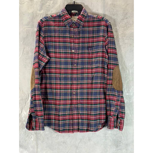 J.CREW Men's Multicolor Plaid Slim-Fit Elbow Patch Button-Up Flannel Shirt SZ S