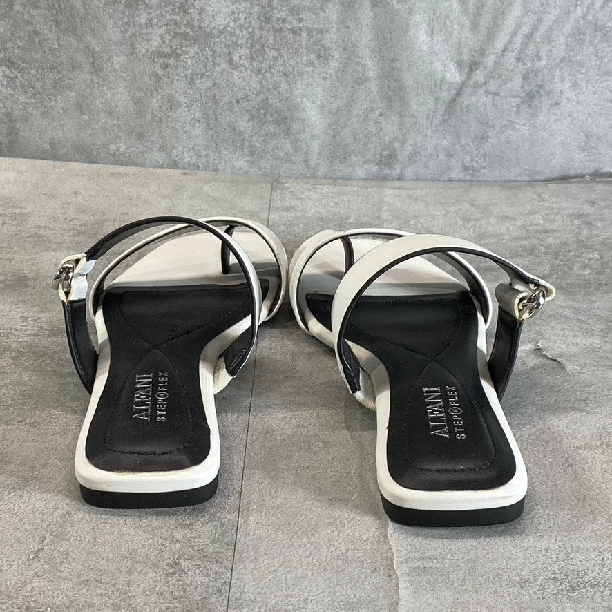 ALFANI Step N' Flex Women's White Baclinii Toe-Loop Cushioned Flat Slide Sandals