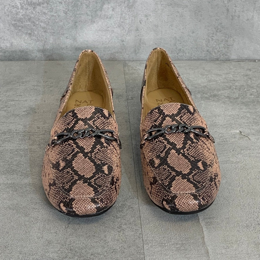 NATURALIZER Barely Nude Snakeskin Print Kayden Slip-On Square-Toe Mules SZ 6.5