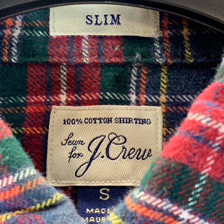 J.CREW Men's Multicolor Plaid Slim-Fit Elbow Patch Button-Up Flannel Shirt SZ S