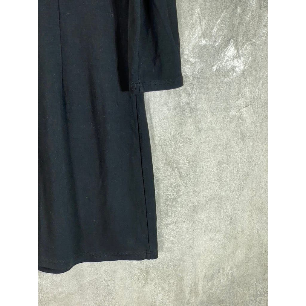 STS SAIL TO SABLE Women's Navy Crewneck Button-Shoulder Long Sleeve Dress SZ S