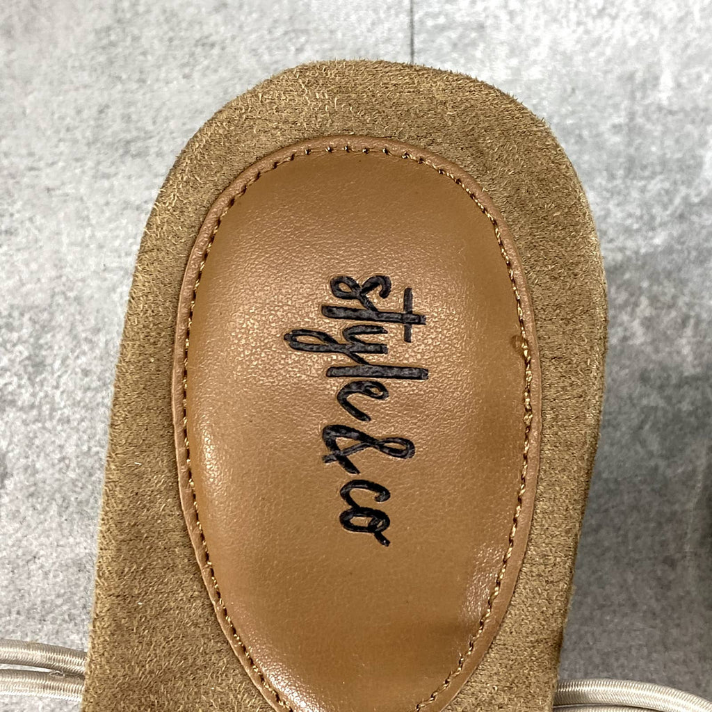 STYLE & CO Women’s Shine Canvas Mulan T-Strap Slingback Wedge Sandals SZ 9.5