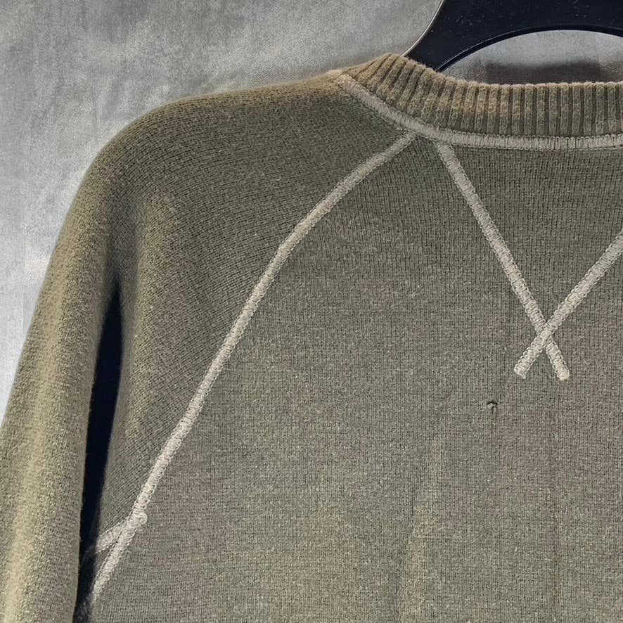 EDDIE BAUER Men's Big & Tall Olive Green Crewneck Pullover Sweater SZ L/T