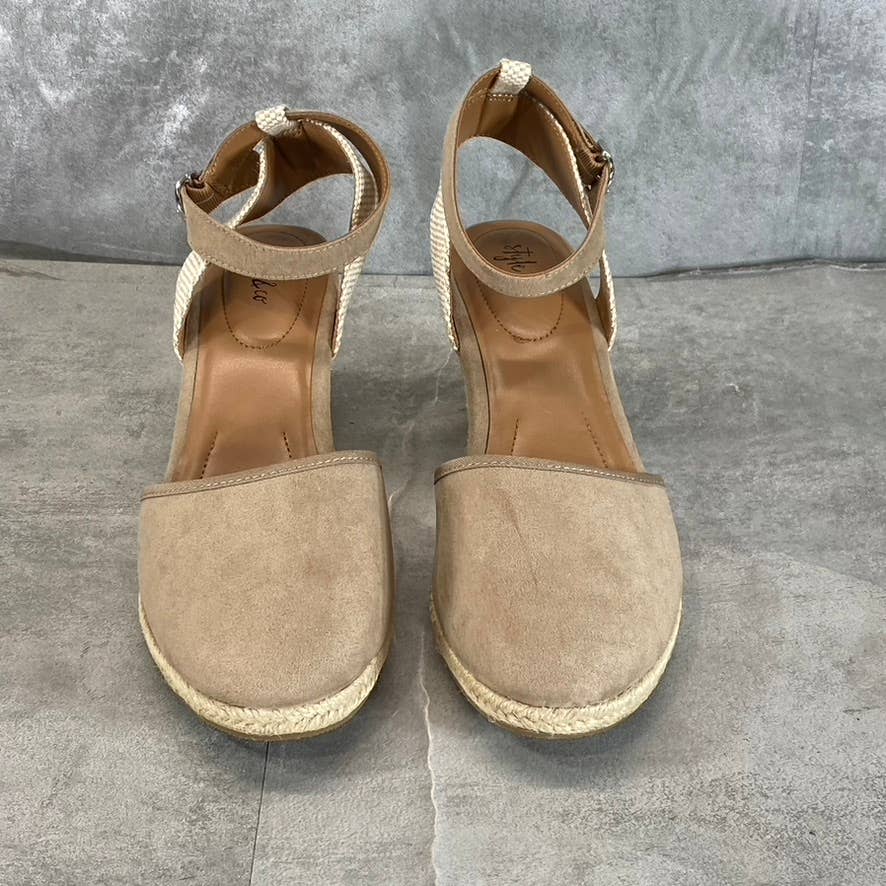 STYLE & CO Women's Light Taupe Mailena Closed-Toe Wedge Espadrille Sandal SZ10.5