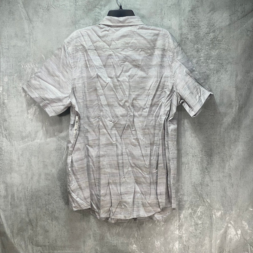 TASSO ELBA Gray Combo Stretch Textured Short Sleeve Button-Up Shirt SZ XL