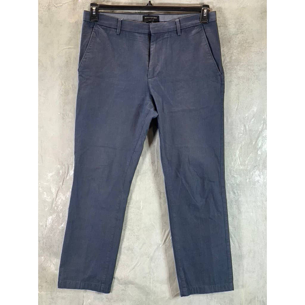 BANANA REPUBLIC Men's Navy Straight-Fit Kentfield Cotton Pants SZ 33X30