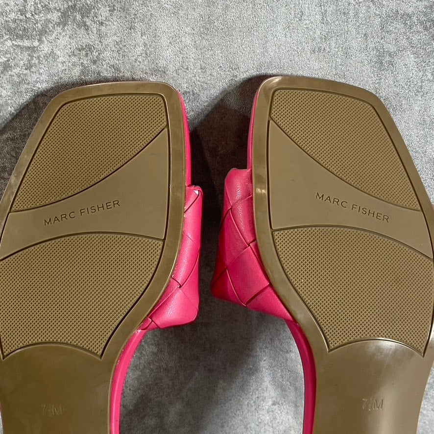 MARC FISHER Women's Pink Casper Weave Square-Toe Slip-On Block-Heel Sandals
