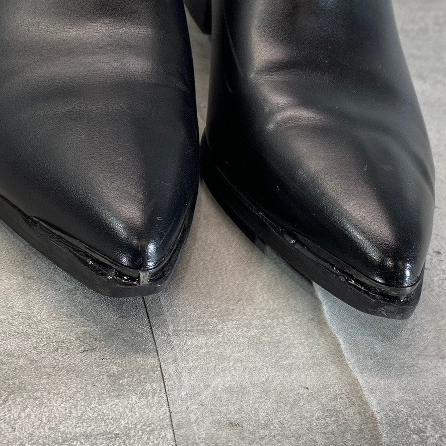 MARC FISHER Women's Black Faux-Leather Mady Pointed-Toe Chelsea Boots SZ 8.5