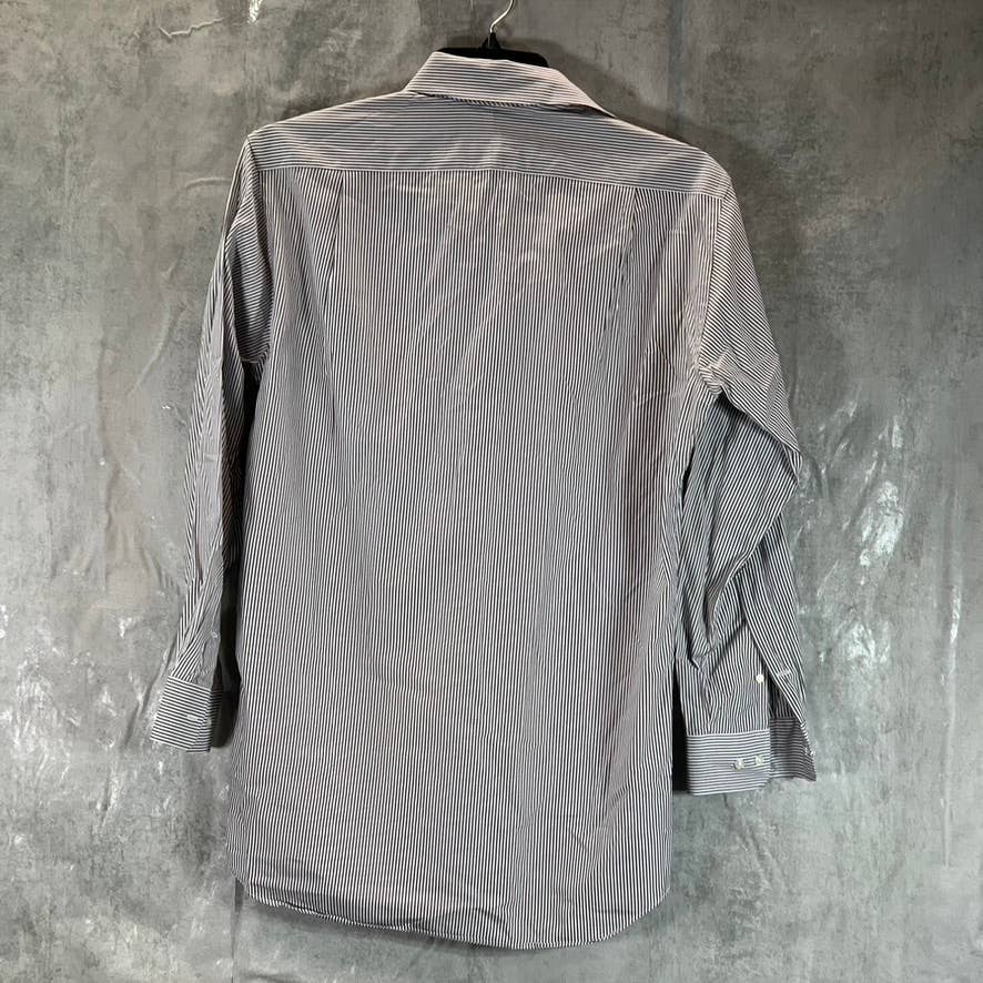 PAUL FREDRICK Men's Blue Pinstripe Button-Up Long-Sleeve Dress Shirt SZ 15.5-32