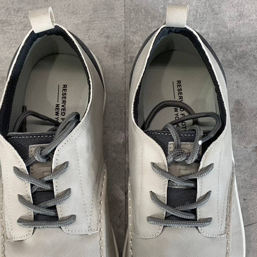 RESERVED FOOTWEAR NEW YORK Men's Gray Faux-Leather Kona Lace-Up Boat Shoe SZ10.5