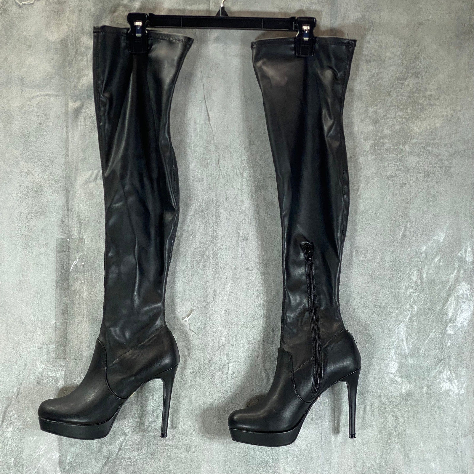 THALIA SODI Women's Black FauxLeather Clarissa Over-The-Knee Stiletto Boot SZ6.5
