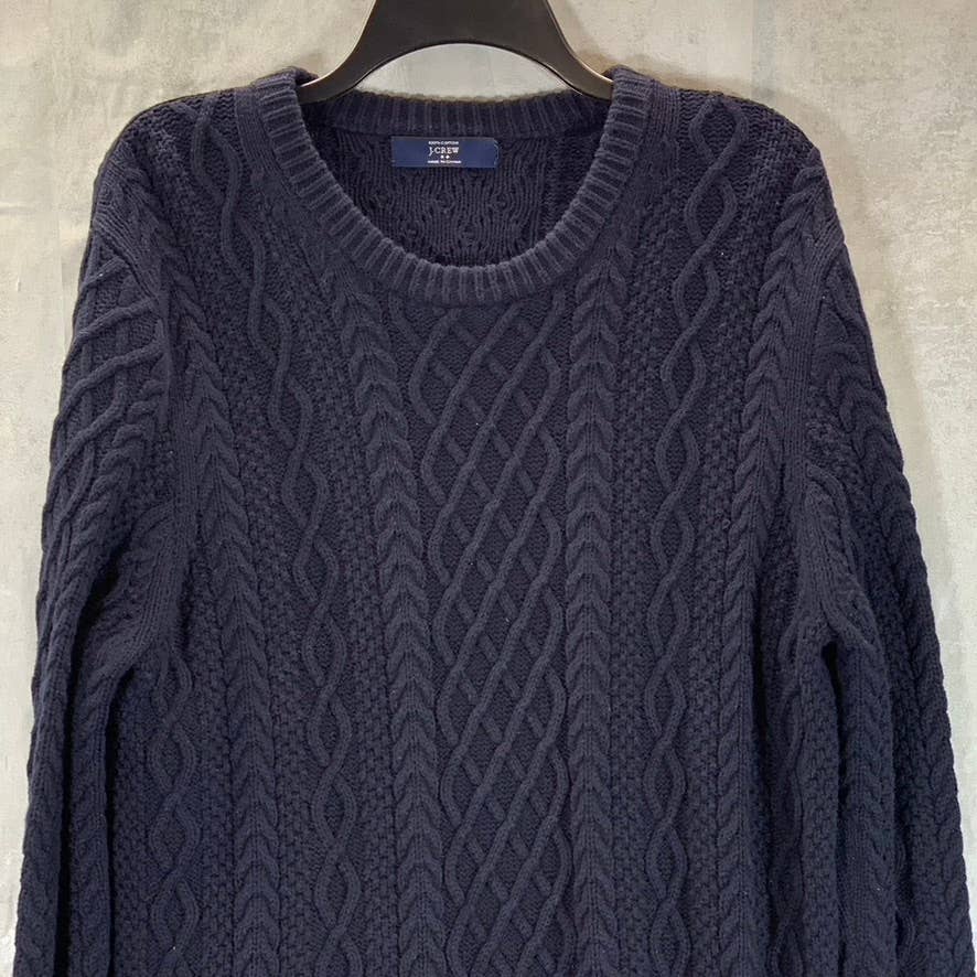 J.CREW Men's Navy Crewneck Cable Knit Long-Sleeve Sweater SZ NA