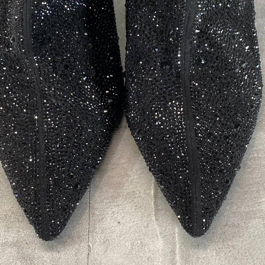INC INTERNATIONAL Women's Black Bling Reisa Pointed-Toe Stiletto Booties SZ 12