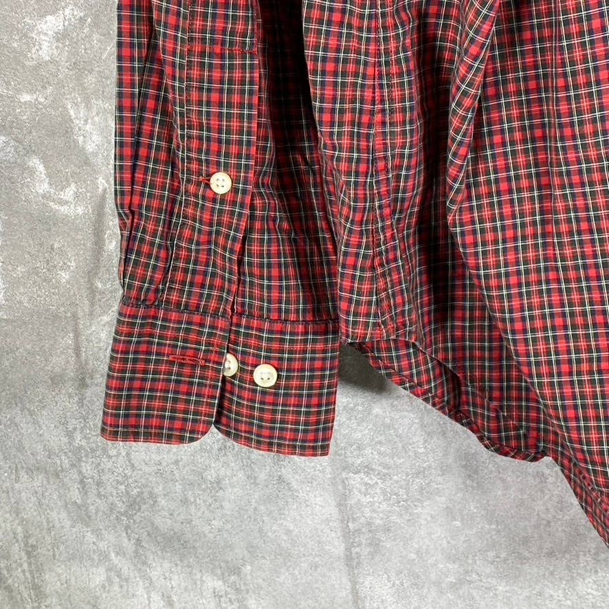 LAUREN RALPH LAUREN Men's Red Plaid Cotton Button-Down Long-Sleeve Shirt SZ 16.5
