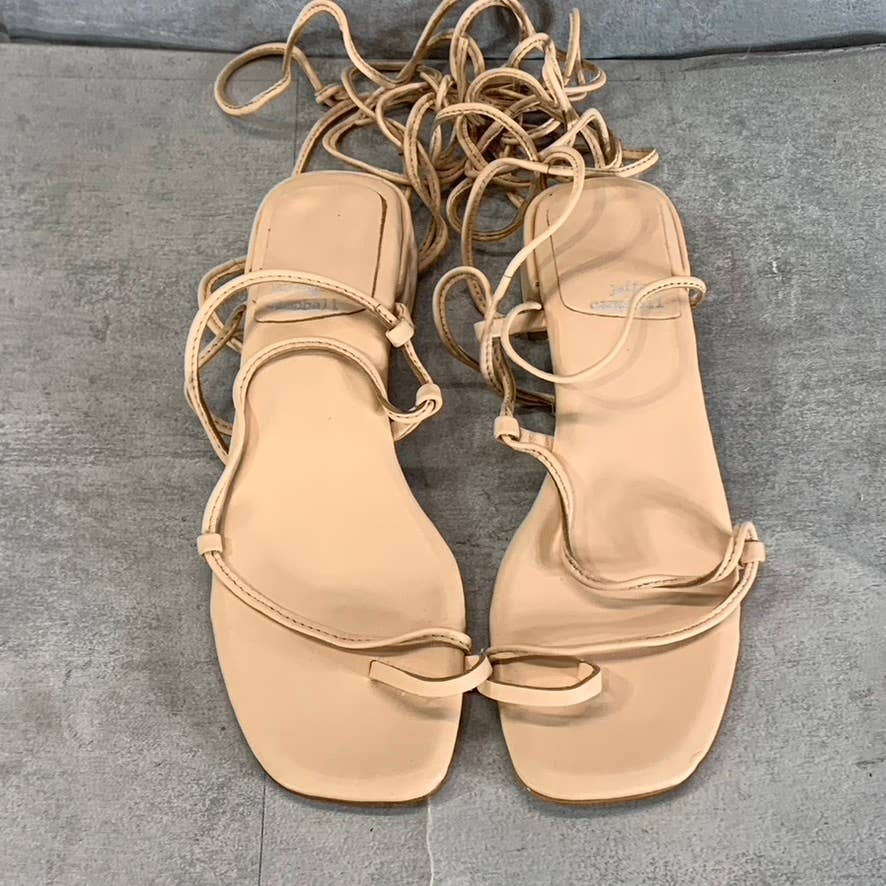 JEFFREY CAMPBELL Women's Blush Leather Agate-2 Square-Toe Block-Heel Sandals SZ7