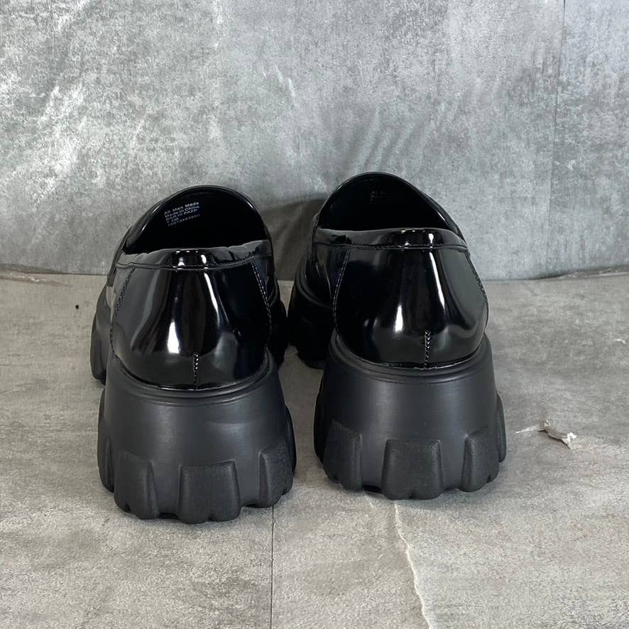 BAR III Women's Black Smooth Paz Lug-Sole Platform Slip-On Penny Loafers SZ 7.5