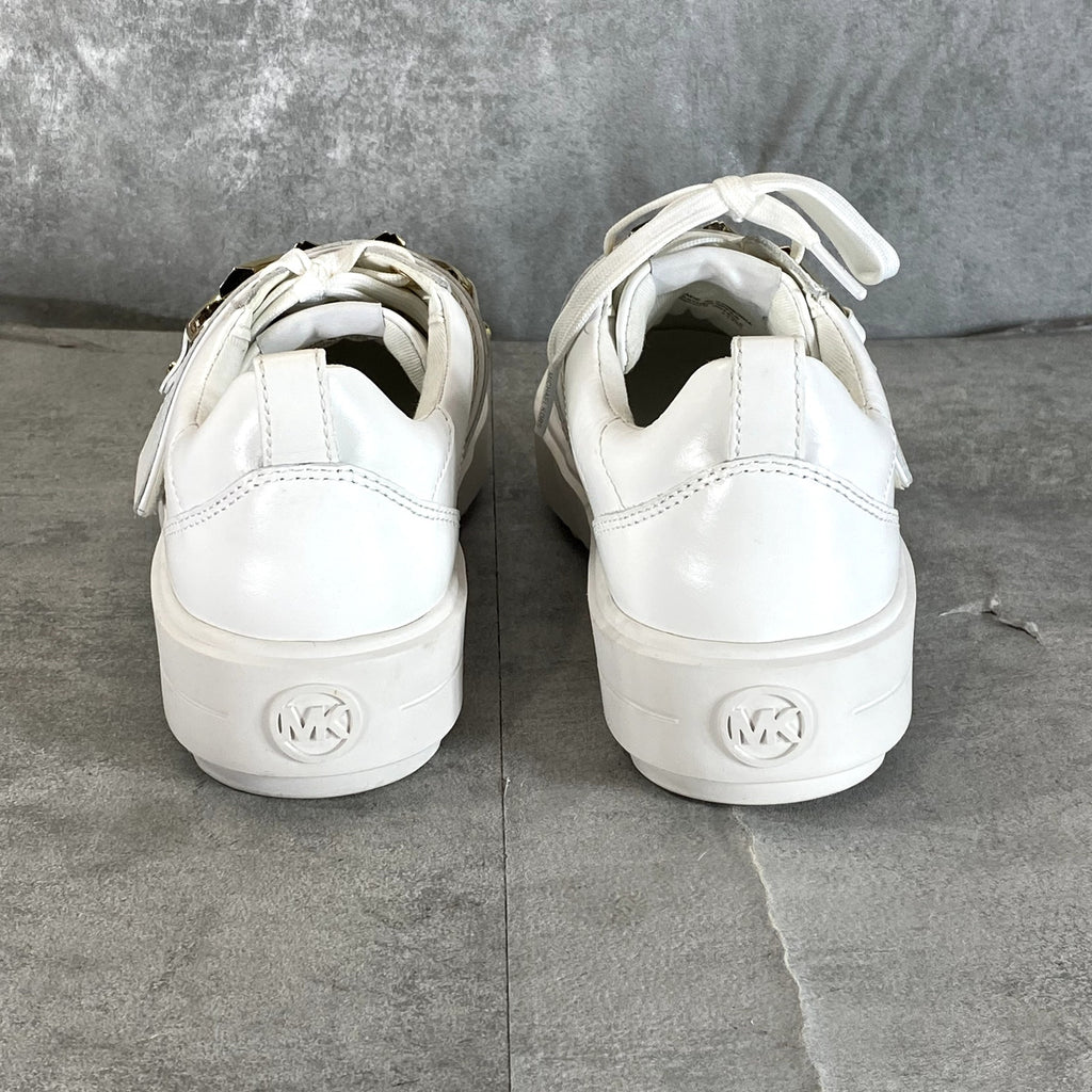 MICHAEL MICHAEL KORS Women's White Leather Emmett Lace-Up Platform Sneakers SZ 5