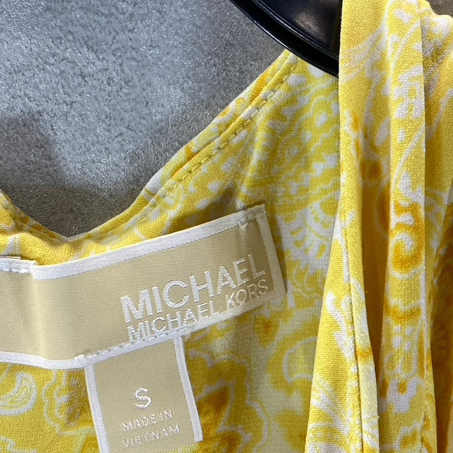 MICHAEL MICHAEL KORS Women's Saffron Paisley-Print Crossover-Neck Mini Dress SZS