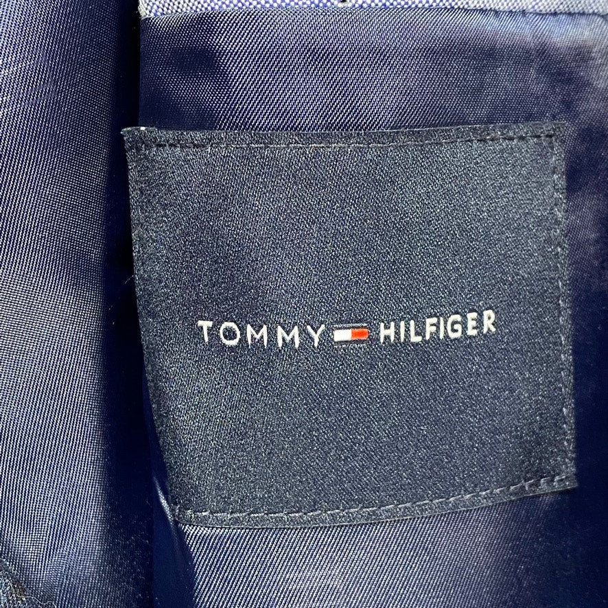 TOMMY HILFIGER TH Flex Blue Modern-Fit Mini Gingham Long Suit Jacket SZ 40L