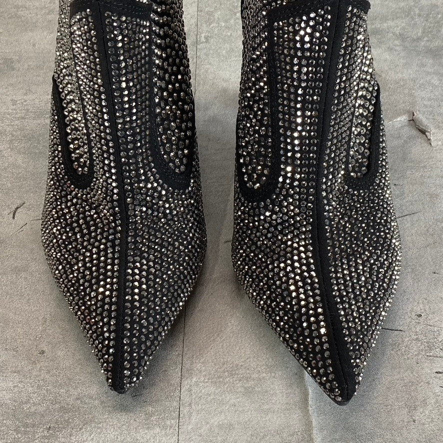 INC Women's Black Oaklynne Rhinestone Embellished Pointed-Toe Booties SZ 6.5