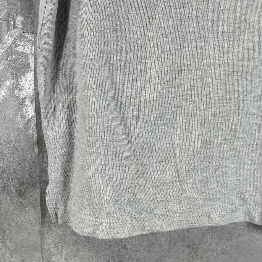TOMMY HILFIGER Men's Heather Grey Classic-Fit Pique Short-Sleeve Polo Shirt SZ L
