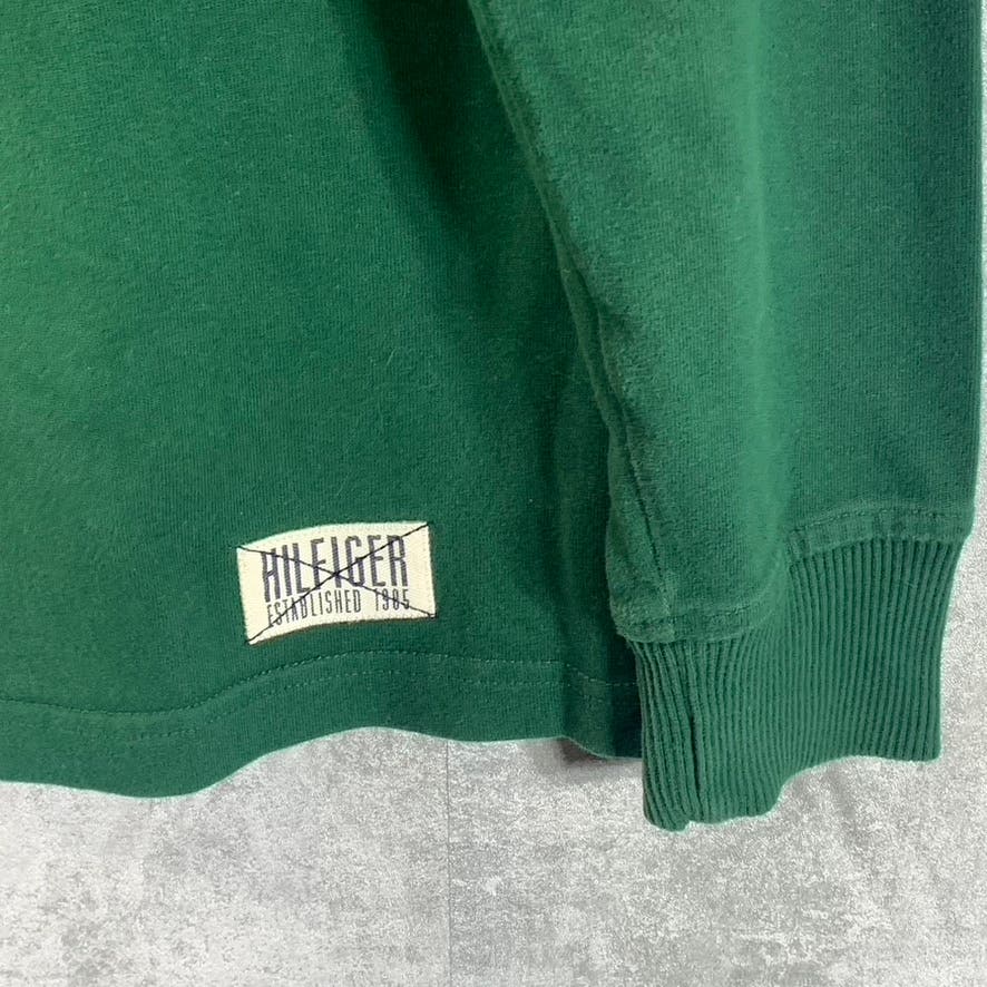 TOMMY HILFIGER Men's Hunter Green Crewneck Solid Flag Logo Pullover Sweater SZ S