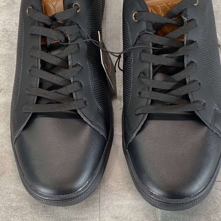 NEW YORK & COMPANY Men's Black Faux-Leather Cooper Low-Top Sneakers SZ 11