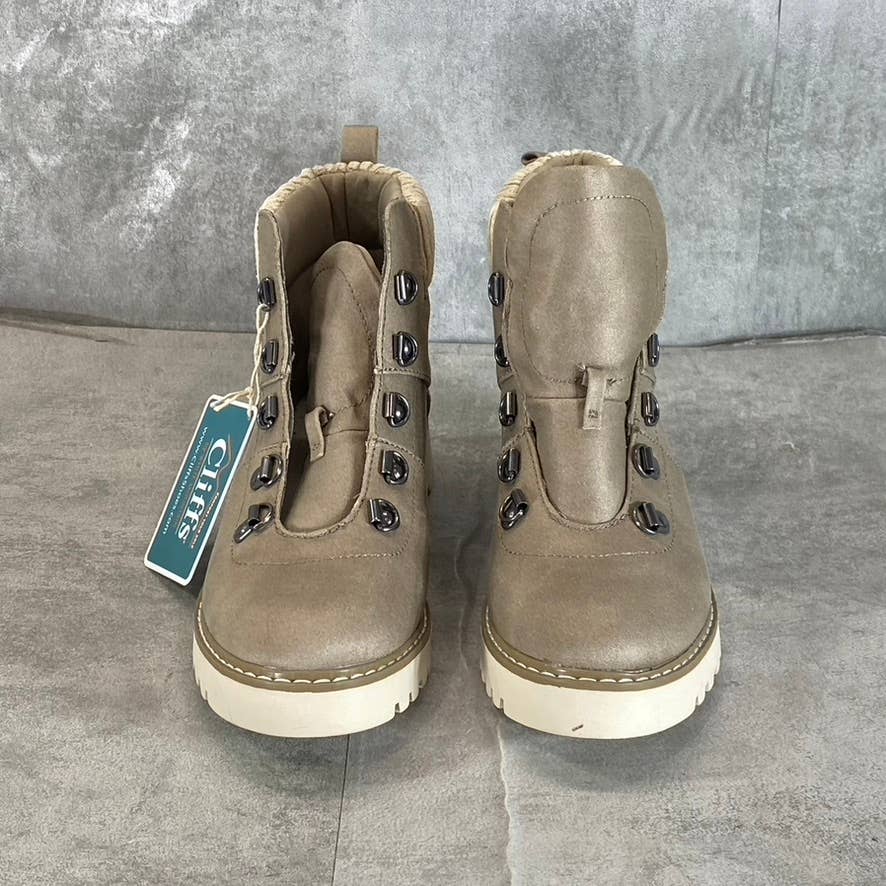 CLIFFS By White Mountain Women's Ice/Fabric Connie Lace-Up Ankle Boots SZ 6