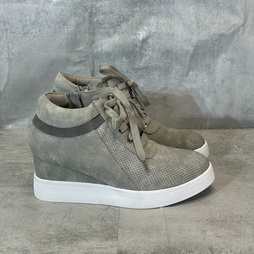 JOURNEE COLLECTION Gray Ayse Lace-Up Inner Zip Wedge Sneaker SZ 8