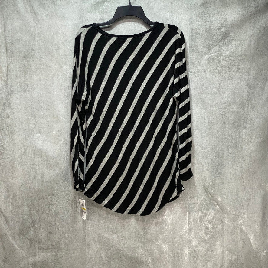 INC International Concepts Black Striped Dolman Long Sleeve Top SZ M