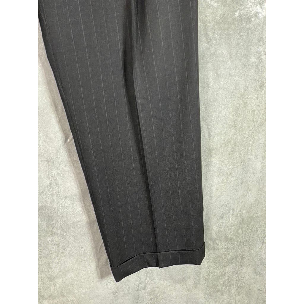 GIORGIO ARMANI Men's Charcoal Pinstripe Flat-Front Pants SZ 54(US 38R)