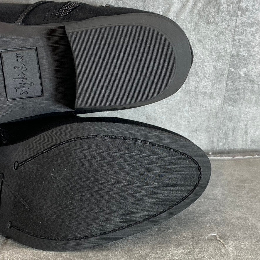 STYLE & CO Women's Black Wileyy Almond-Toe Block-Heel Ankle Booties SZ 6.5