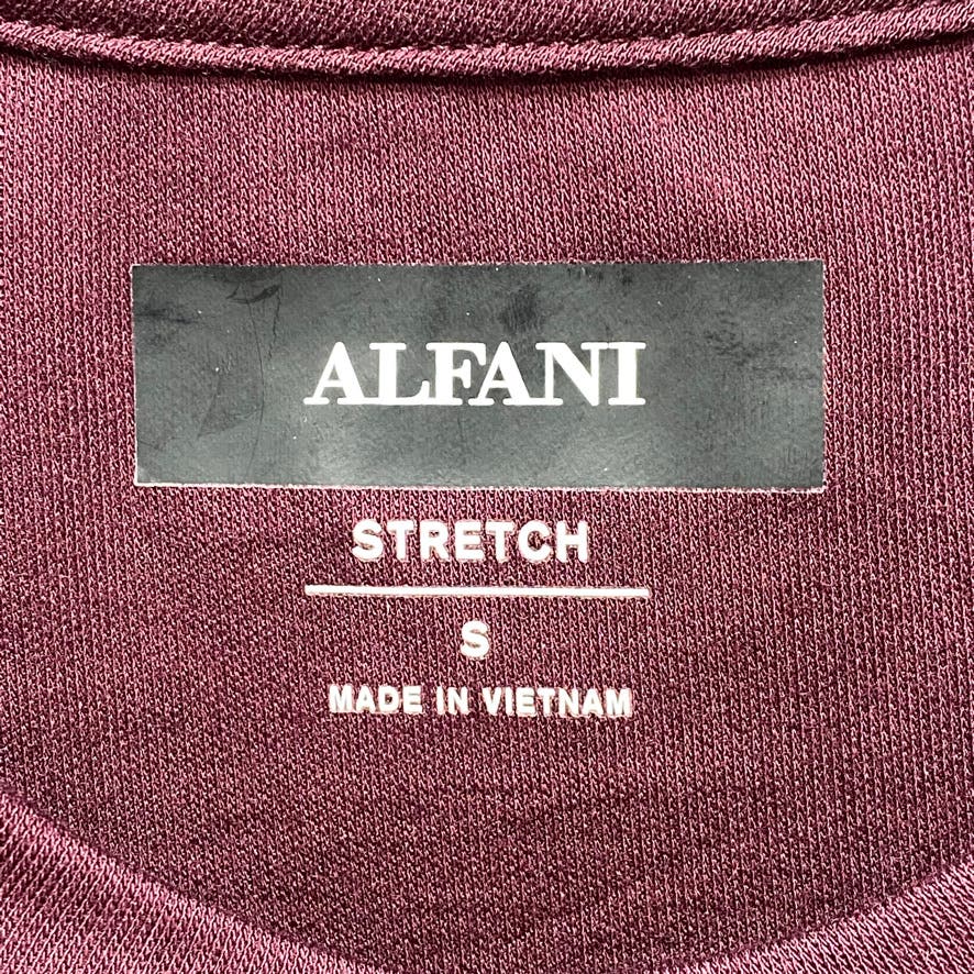 ALFANI Wine Solid Regular-Fit Crewneck Short Sleeve T-Shirt SZ S