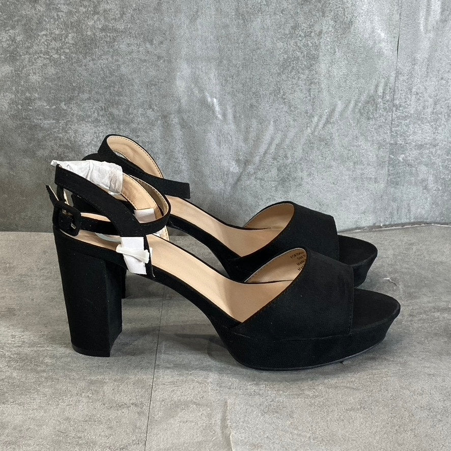 JOURNEE COLLECTION Women's Black Nairri Block Heel Ankle Strap Platform Pumps SZ 8.5