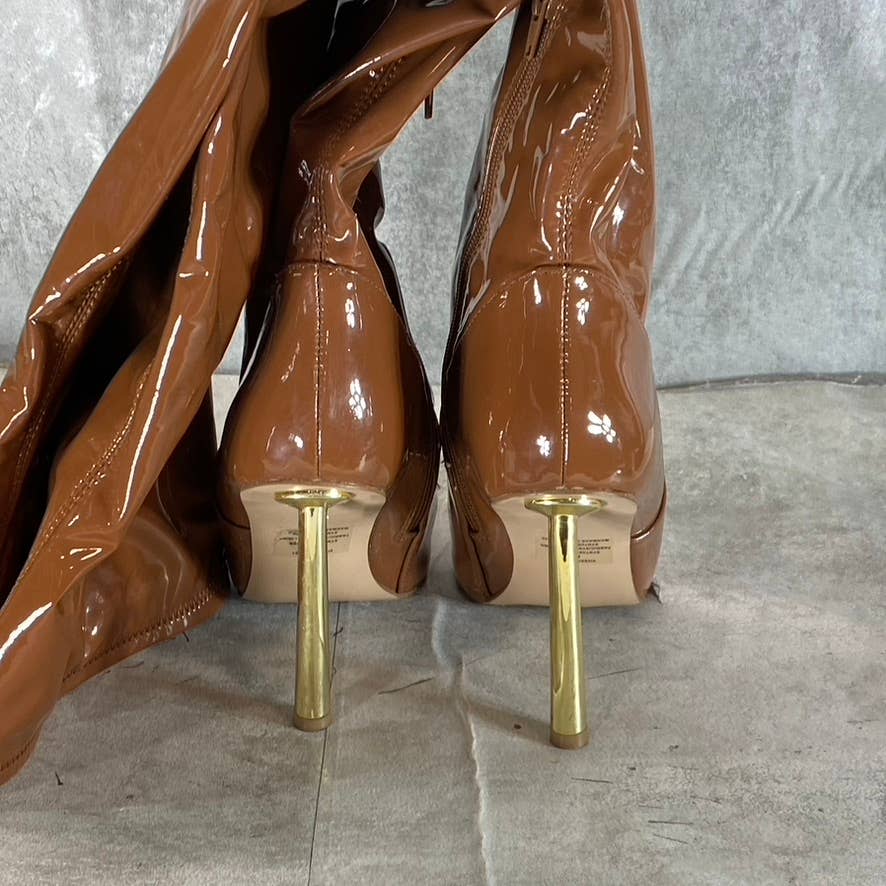 STEVE MADDEN Women's Cognac Vivee Over-The-Knee Pointed-Toe Heeled Boots SZ 8.5