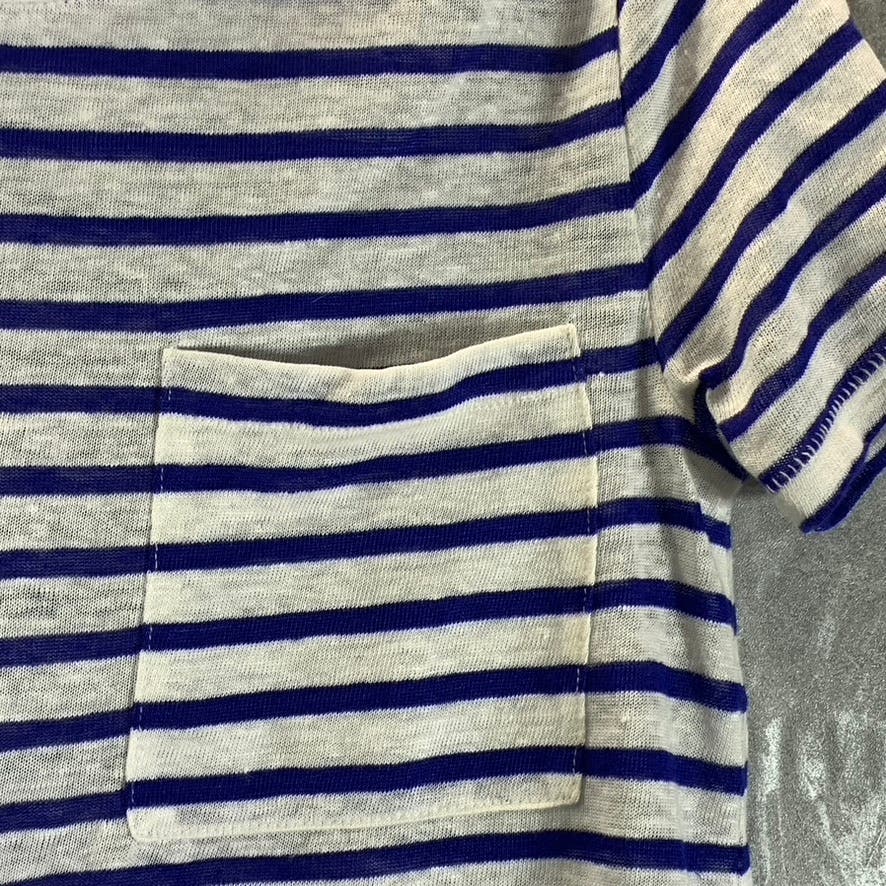 J.CREW Women's Blue Striped Crewneck Knit Short Sleeve T-Shirt SZ XS