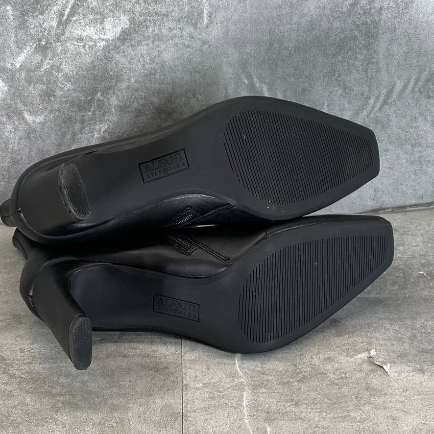 ALFANI Women's Black Faux-Leather Terrie Square-Toe Side-Zip Booties SZ 8.5