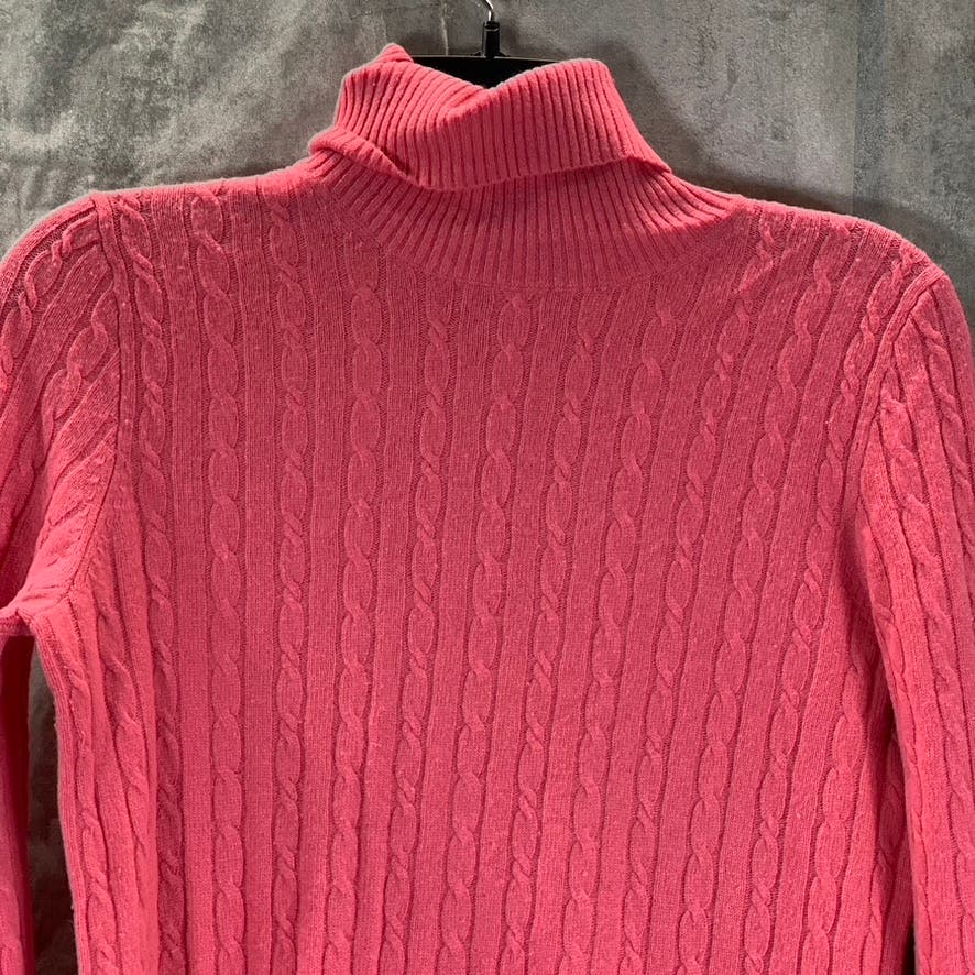 J.CREW Women's Pink Cable Knit Turtleneck Long Sleeve Pullover Sweater SZ S