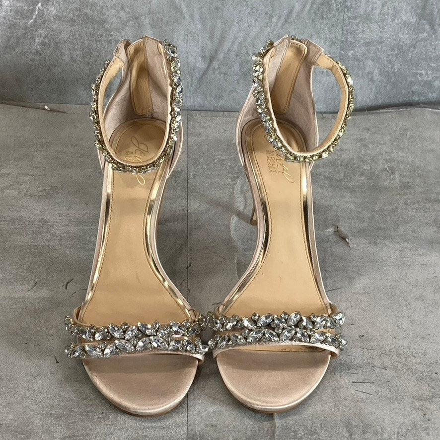 JEWEL BADGLEY MISCHKA Women's Champagne Caroline Ankle-Strap Evening Sandal SZ10