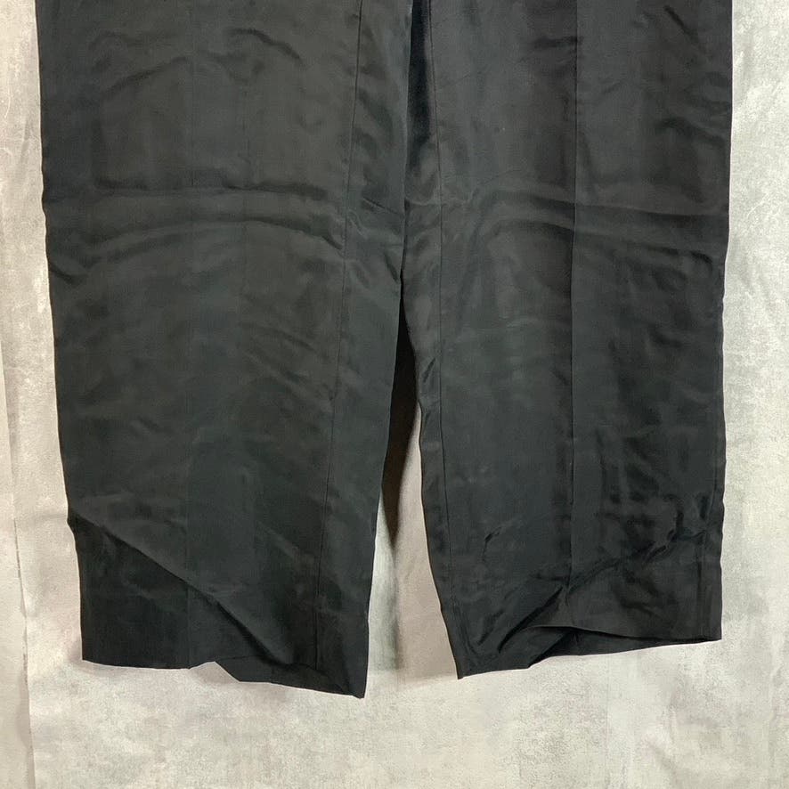 J.CREW Women's Black Solid Drapey Cupro-Blend Trouser Pants SZ 0