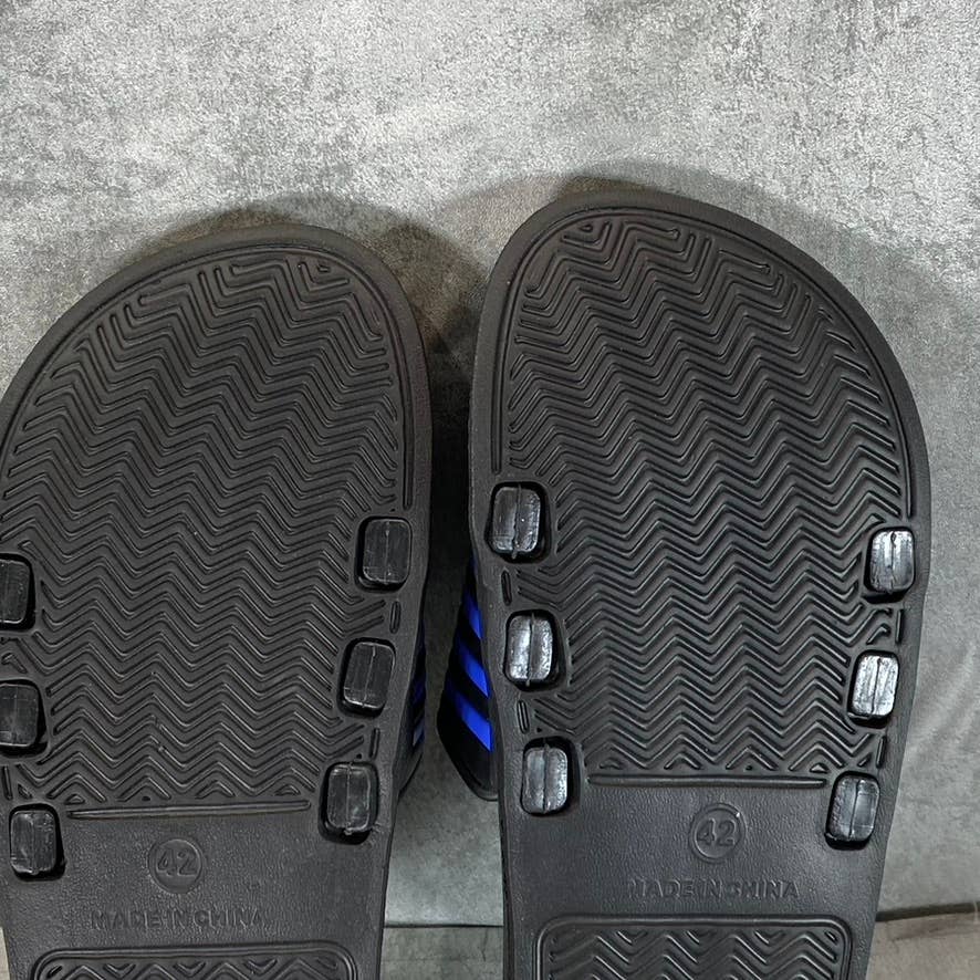 AKADEMIKS Men's Black/Royal Flip 1.0 Stripe Slide Sandals SZ 9