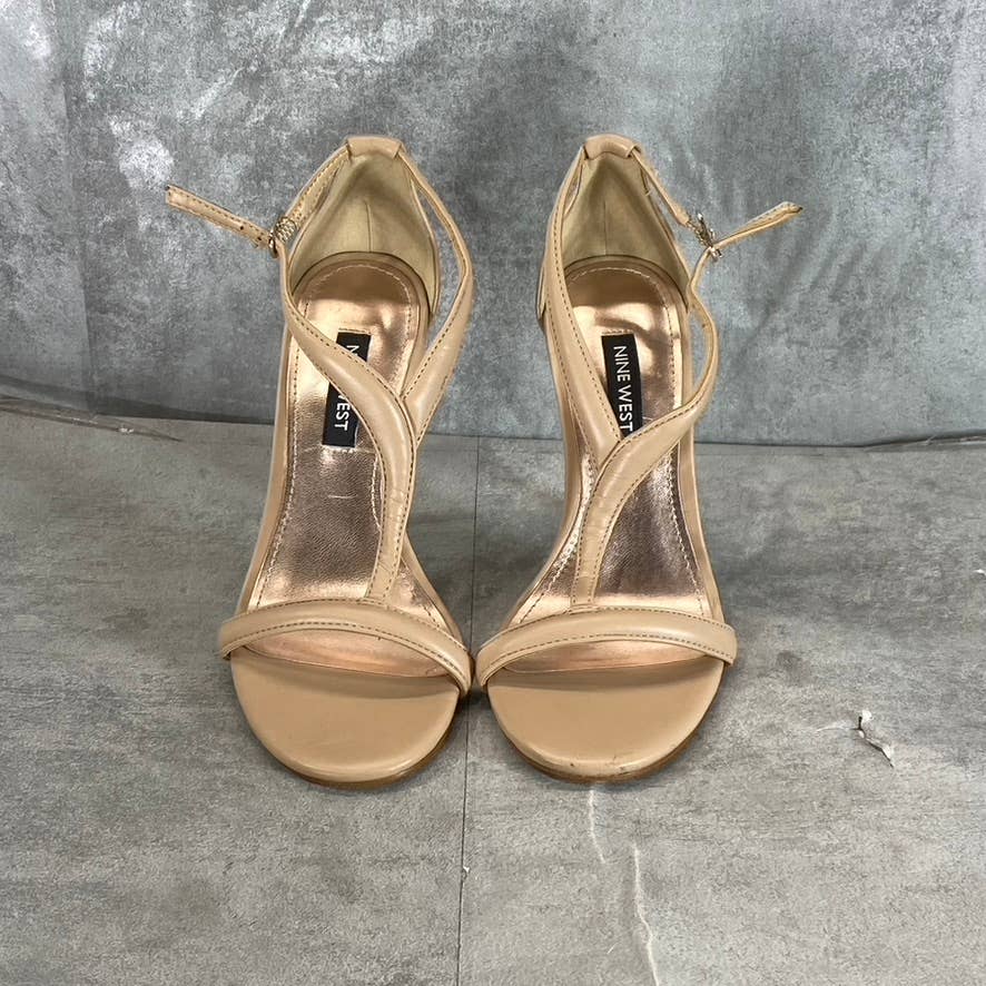 NINE WEST Women's Light Natural Melike Strappy Heeled Dress Sandals SZ 5