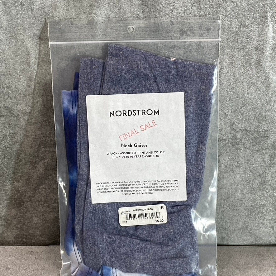 NORDSTROM Kids Gray-Navy Tie-Dye 2-Pack Neck Gaiter SZ OS
