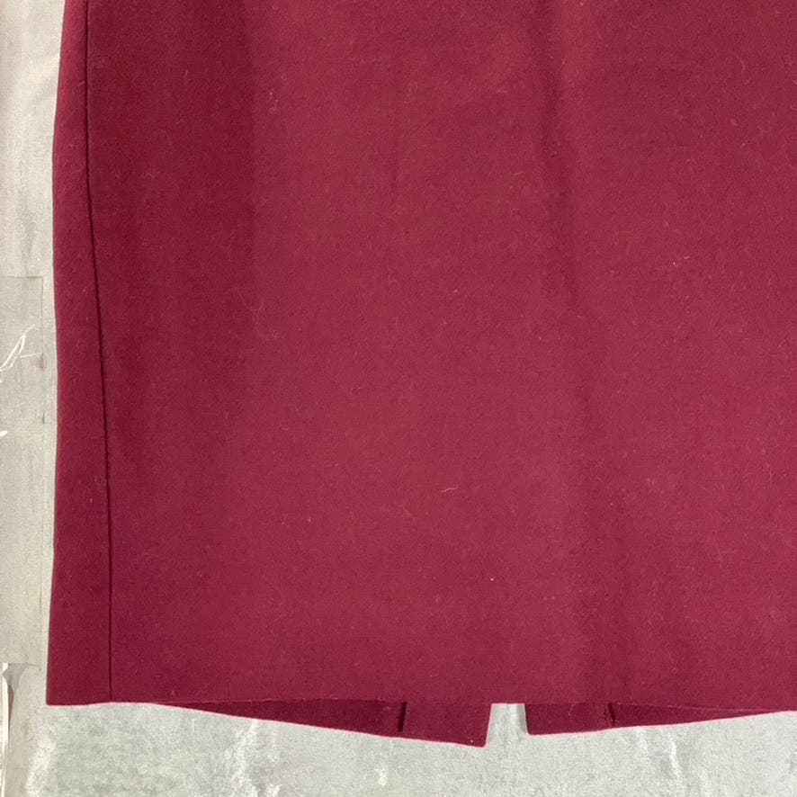 J.CREW The Pencil Skirt Women's Cabernet Rouge Double-Serge Wool Skirt SZ 0