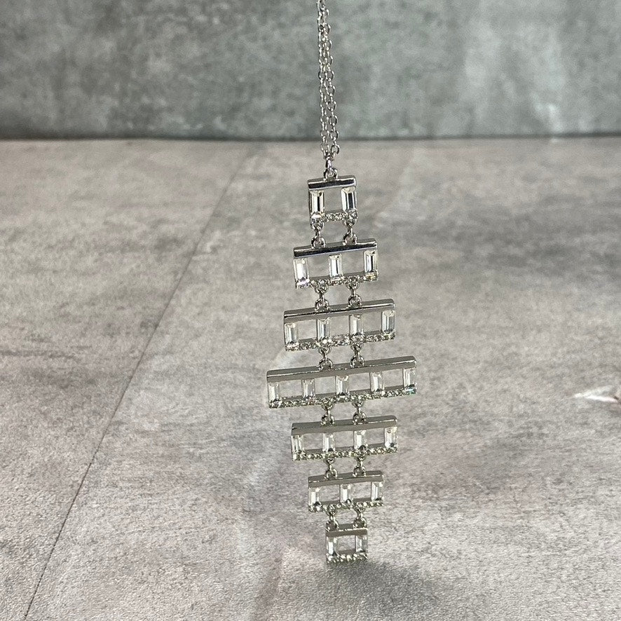 VINCE CAMUTO Women's Silver Square Baguette Chandelier Necklace