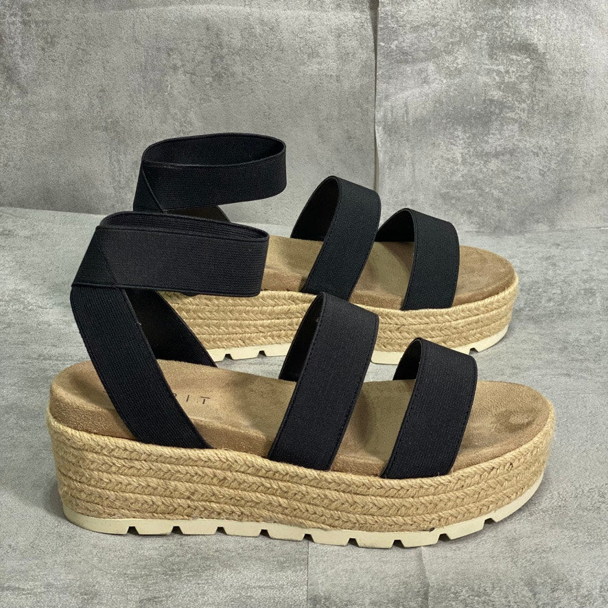 ESPRIT Black Allison Slip-On Elastic Flatform Open-Toe Sandals SZ 8