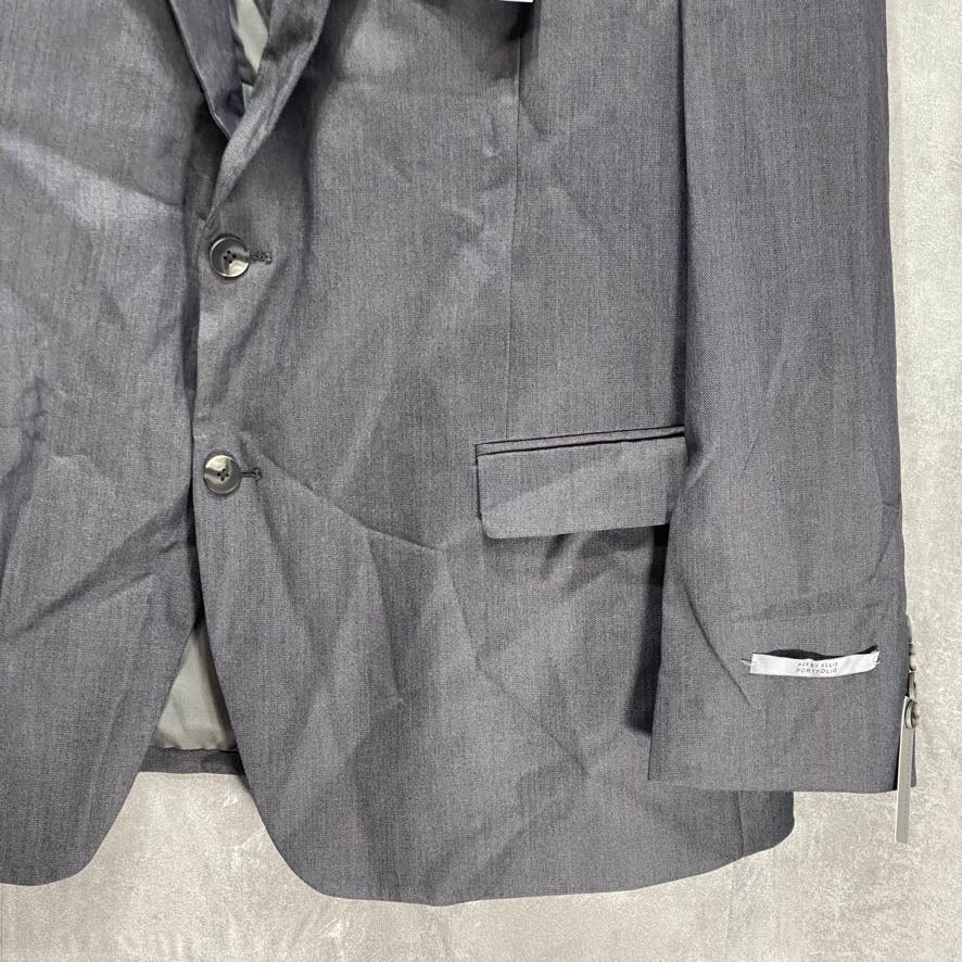 PERRY ELLIS PORTFOLIO Solid Grey Slim-Fit Regular Stretch Wrinkle Resistant Two-Button Suit Jacket SZ 50R